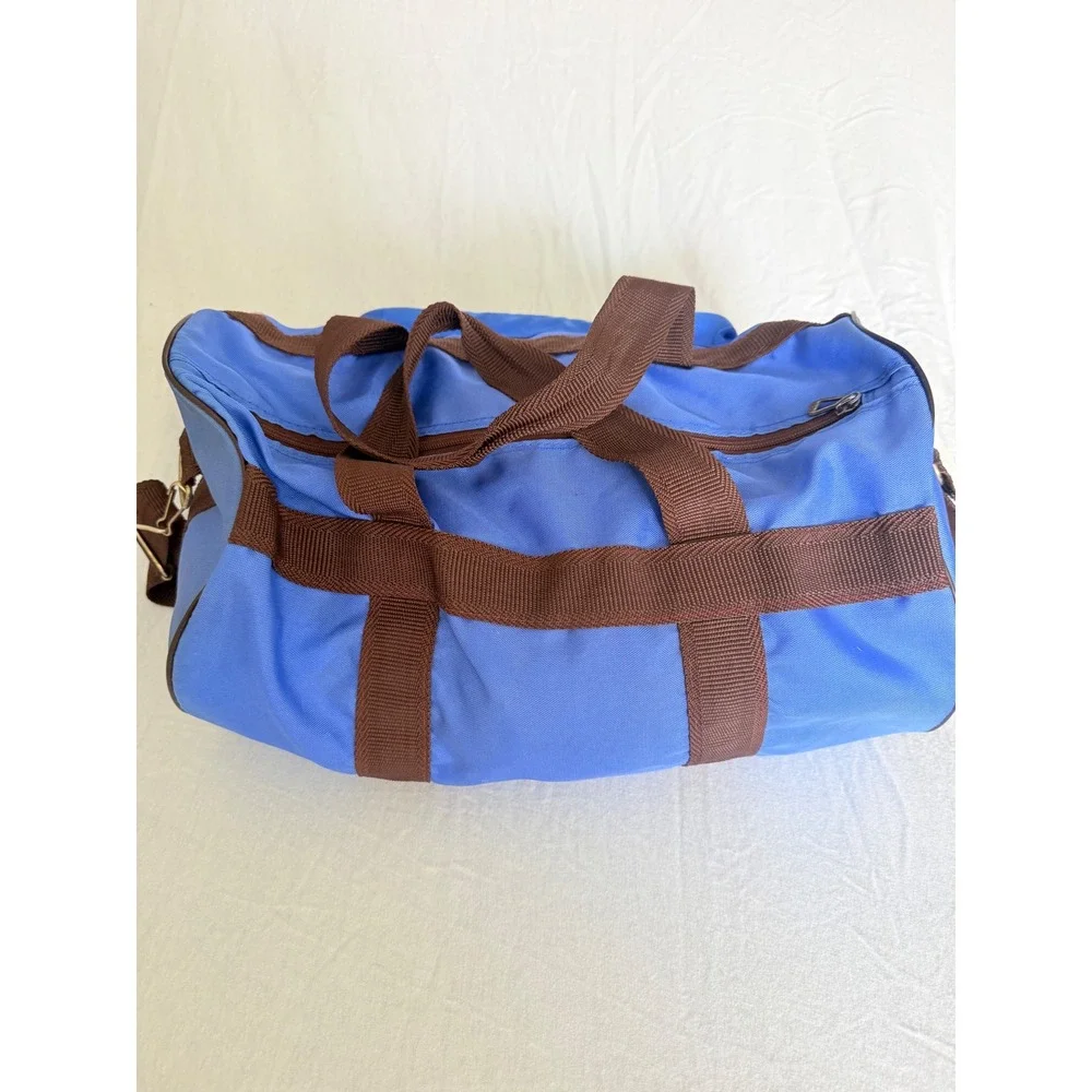 Vintage Adidas Duffel Bag Set Blue Brown Trefoil Gym Travel 2pc Bundle 80s Gorp